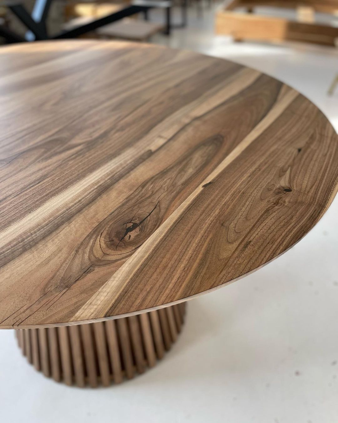 Round Extendable Walnut Vivien Round Dining Table Extendable in Walnut by S10Home