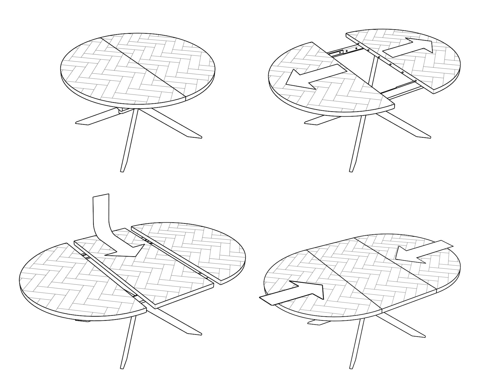 Astrid Extendable Round Herringbone Dining Table by S10Home